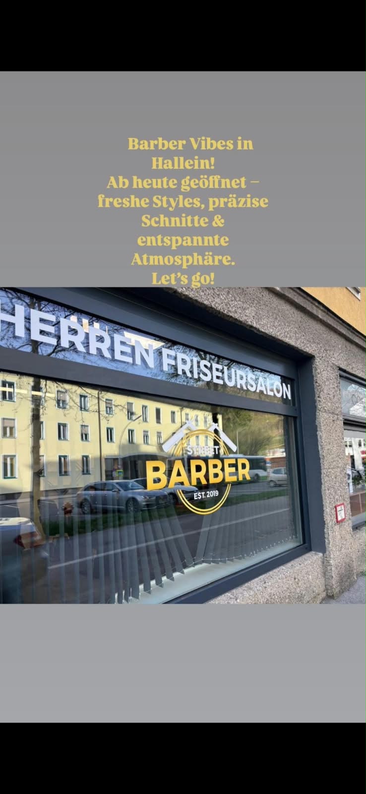 Street Barber Hallein Schaufenster Herren Friseursalon
